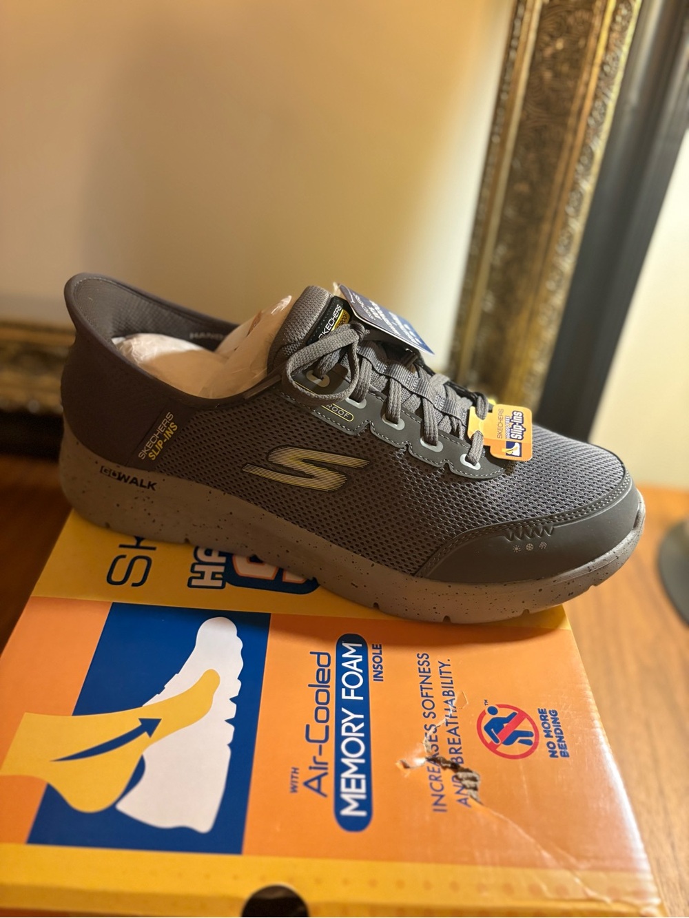 Skechers GOwalk Flex Waterproof Slip-Ins Charcoal Wide Size 12 NIB Extra Wide